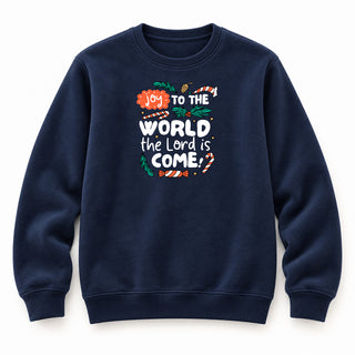 Joy to the World colored Christmas Sweatshirt Navy