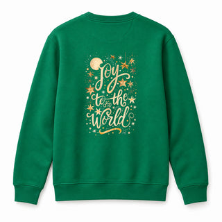 Joy to the World golden Christmas Sweatshirt Backprint Grün