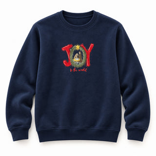 Joy to the world red Christmas Sweatshirt Navy