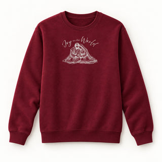 Joy to the World Sketch Christmas Sweatshirt Burgunder