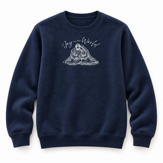 Joy to the World Sketch Christmas Sweatshirt Navy