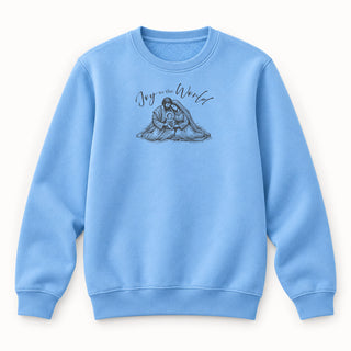 Joy to the World Sketch Christmas Sweatshirt Babyblau