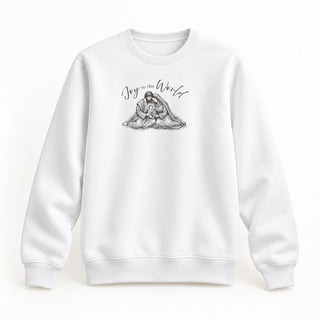 Joy to the World Sketch Christmas Sweatshirt Weiß