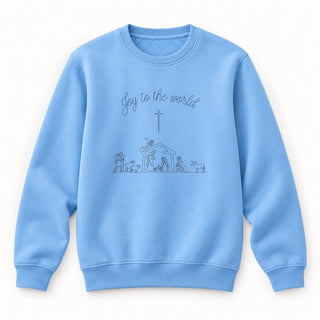 Joy to the World Sketch Grippe Sweatshirt Babyblau