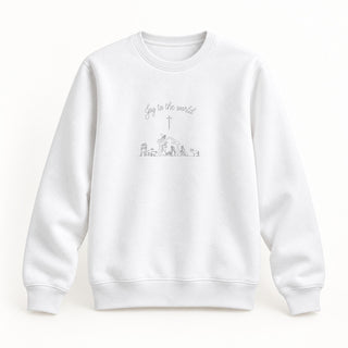 Joy to the World Sketch Grippe Sweatshirt Weiß