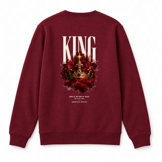 King Born Is the King of Israel Christmas Sweatshirt Backprint Burgunder