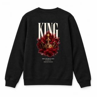 King Born Is the King of Israel Christmas Sweatshirt Backprint Schwarz