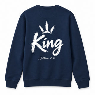 King Matthew 2:2 Christmas Sweatshirt Backprint Navy