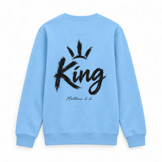 King Matthew 2:2 Christmas Sweatshirt Backprint Babyblau