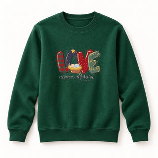 Love Came Down Christmas Sweatshirt Grün