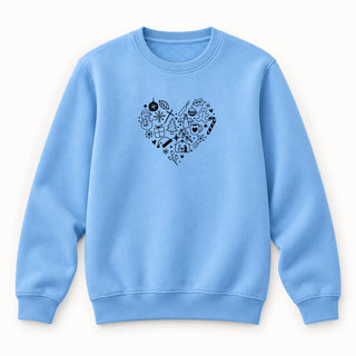 Nativity Collage Christmas Sweatshirt Babyblau