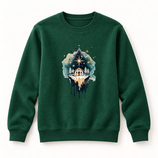 Nativity Scene Christmas Sweatshirt Grün