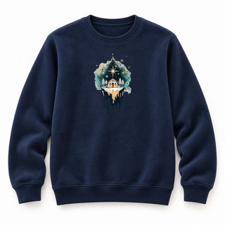 Nativity Scene Christmas Sweatshirt Navy