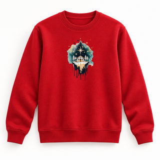 Nativity Scene Christmas Sweatshirt Rot