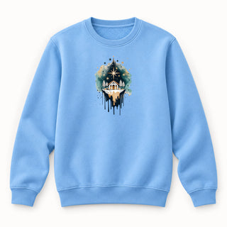 Nativity Scene Christmas Sweatshirt Babyblau