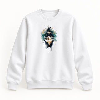 Nativity Scene Christmas Sweatshirt Weiß