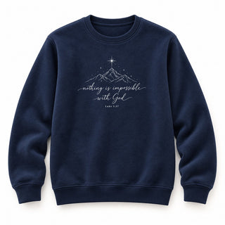Nothing Is Impossible With God Christmas Sweatshirt Navy