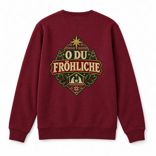 O du fröhliche Christmas Sweatshirt Backprint Burgunder