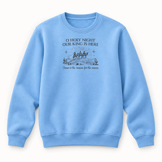 Our King is here Christmas Sweatshirt Babyblau