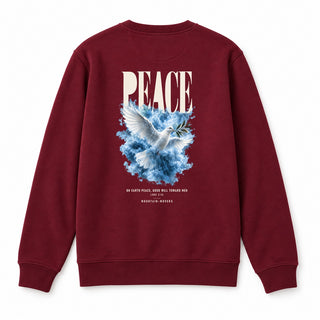 Peace on Earth Good Will Toward Men Christmas Sweatshirt Backprint Burgunder