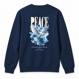 Peace on Earth Good Will Toward Men Christmas Sweatshirt Backprint Navy