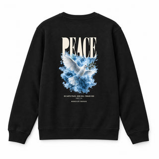 Peace on Earth Good Will Toward Men Christmas Sweatshirt Backprint Schwarz