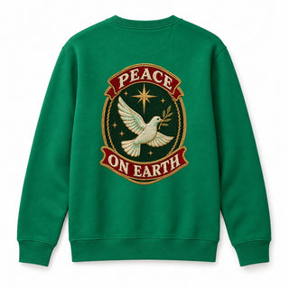 Peace on Earth Stitch Christmas Sweatshirt Backprint Grün