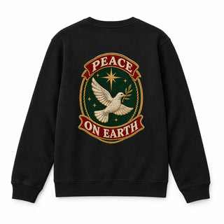 Peace on Earth Stitch Christmas Sweatshirt Backprint Schwarz