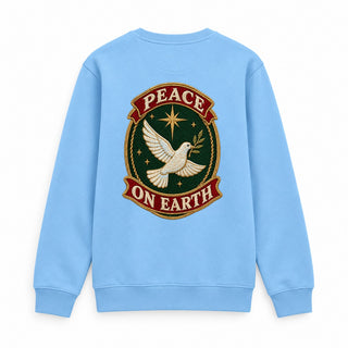 Peace on Earth Stitch Christmas Sweatshirt Backprint Babyblau