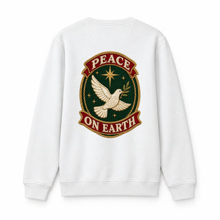 Peace on Earth Stitch Christmas Sweatshirt Backprint Weiß