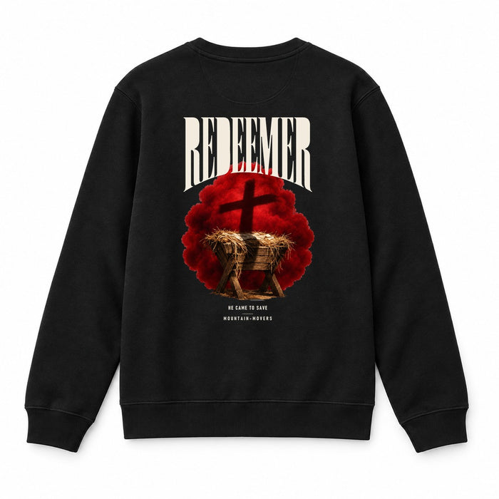 Redeemer He Came to Save Christmas Sweatshirt Backprint