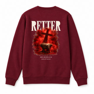 Retter Christ der Retter ist da Christmas Sweatshirt Backprint Burgunder