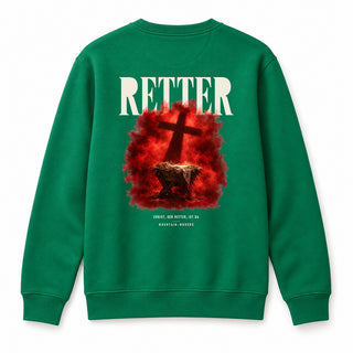 Retter Christ der Retter ist da Christmas Sweatshirt Backprint Grün