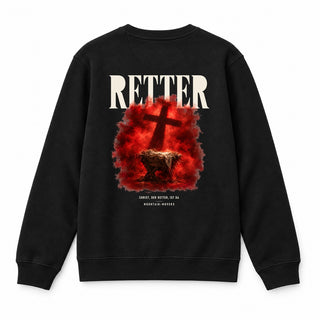 Retter Christ der Retter ist da Christmas Sweatshirt Backprint Schwarz