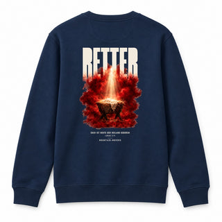 Retter Euch ist heute der Heiland geboren Christmas Sweatshirt Backprint Navy