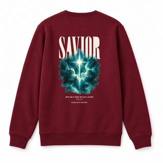 Savior Born This Day Christmas Sweatshirt Backprint Burgunder