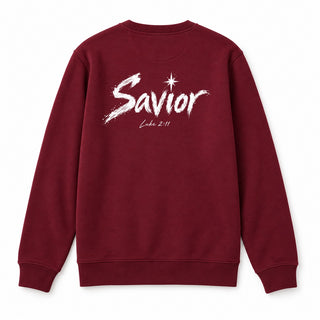 Savior Luke 2:11 Christmas Sweatshirt Backprint Burgunder