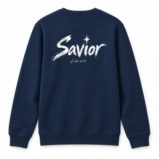 Savior Luke 2:11 Christmas Sweatshirt Backprint Navy