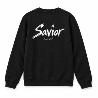 Savior Luke 2:11 Christmas Sweatshirt Backprint Schwarz