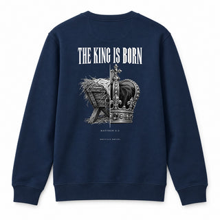 The King Is Born Christmas Sweatshirt Backprint Navy