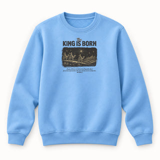 The King is born Christmas Sweatshirt Babyblau