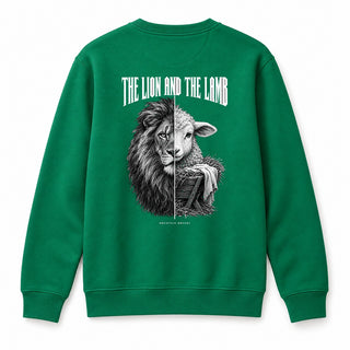 The Lion and the Lamb Christmas Sweatshirt Backprint Grün