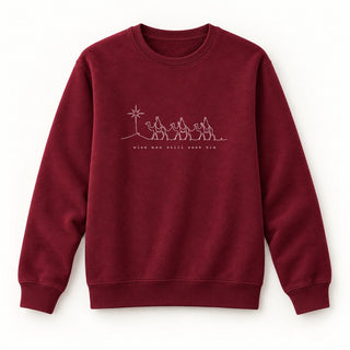 Wise Men Still Seek Him Christmas Sweatshirt Burgunder