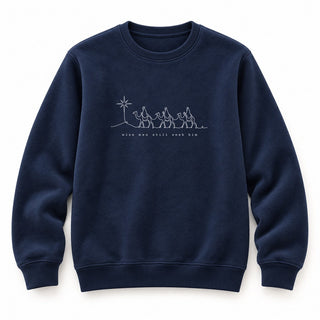 Wise Men Still Seek Him Christmas Sweatshirt Navy