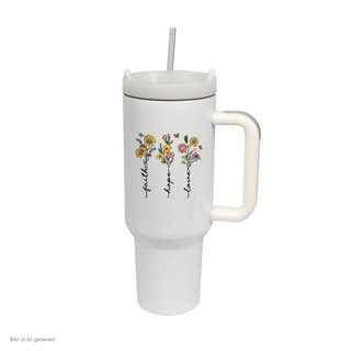 Faith Hope Love Flower Thermobecher von Mountain Movers, 1,2 Liter