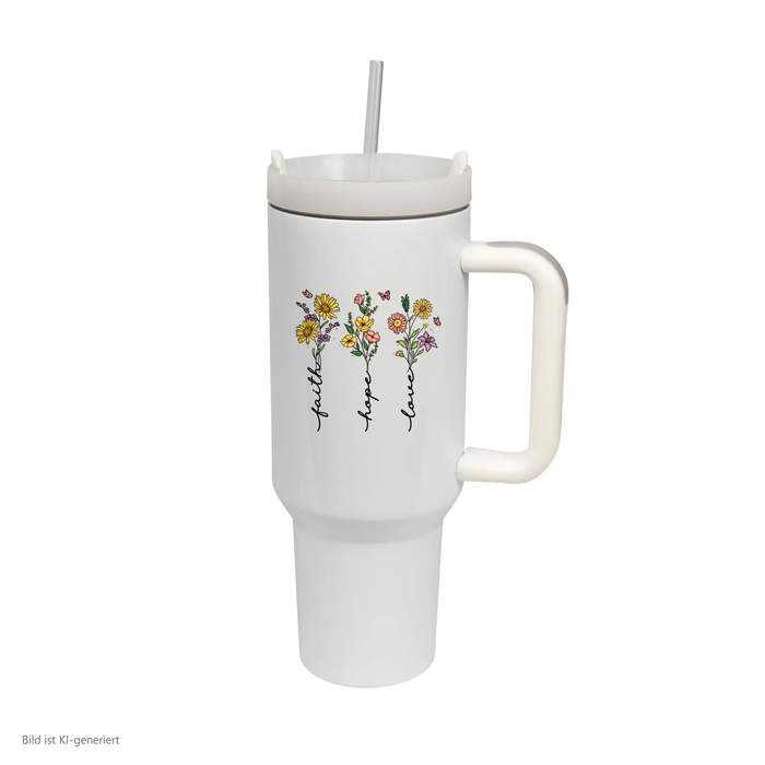 Faith Hope Love Flower Thermobecher
