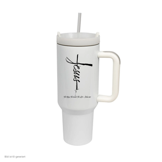 Jesus Cross Thermobecher von Mountain Movers, 1,2 Liter Edelstahl