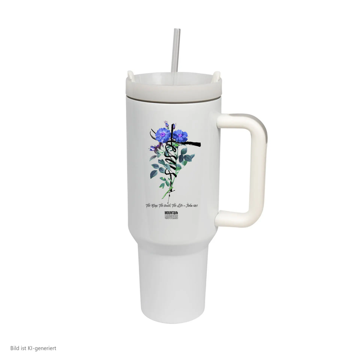 Jesus Cross Flower Thermobecher