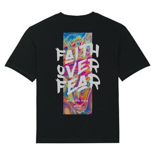 Faith over Fear Oversized T-shirt met print op de achterkant Kerstuitverkoop