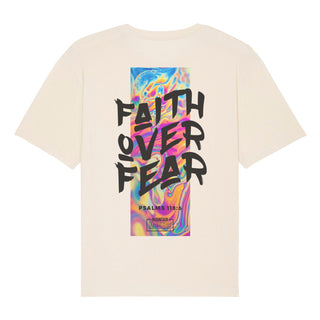 Faith over Fear Oversized T-shirt met print op de achterkant Kerstuitverkoop